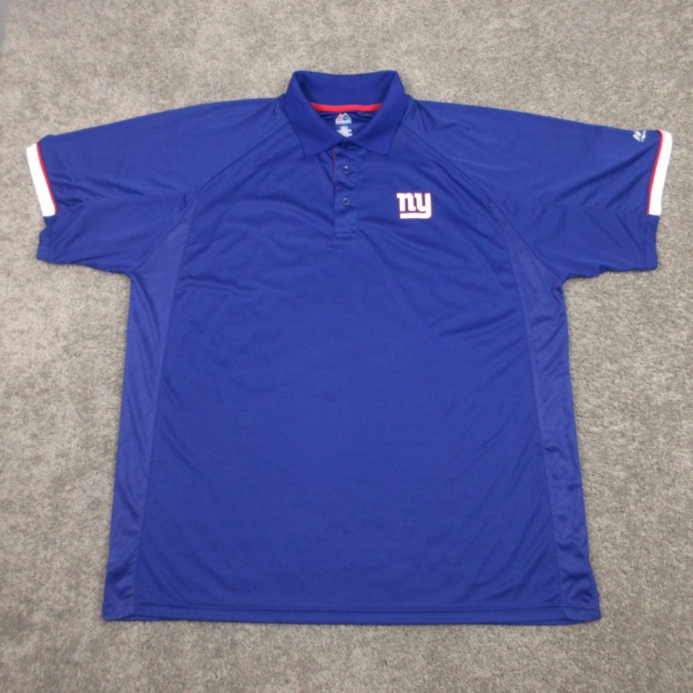 New York Giants Polo Shirt Mens 2XL Blue Majestic Performance Golf Football EUC